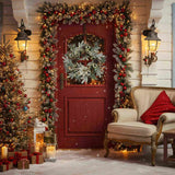 20 Inch Christmas Door Wreath with Warm Lights, Holiday for Entryway Front Door Christmas 19886674