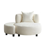 ZUN Modern Chair, Single Teddy Fabric Sofa Chair with Ottoman,SideTable, Foot Rest Comfy chair for W2582P179752