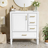 30" Bathroom Vanity with Ceramic Sink, Soft-Close Door with Built-in Shelf, Deep Standard N729P184479K