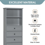 ZUN Gray Tall Storage Cabinet with 3 Drawers and Adjustable Shelves for Bathroom, Study, Office and WF323347AAE