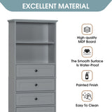 ZUN Gray Tall Storage Cabinet with 3 Drawers and Adjustable Shelves for Bathroom, Study, Office and WF323347AAE