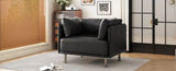 39" Vintage Black Faux Leather Lounge Chair with Polyester and PU Leather Upholstery, Solid Wood N767P208310K
