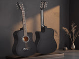 Matte Black 38-inch Acoustic Guitar with Picks, Strings, Capo, Case, Tuner, and Strap 64231991