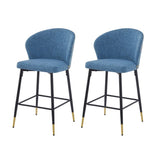 ZUN Counter Height Bar Stools Set of 2, Jacquard Upholstered Bar Chairs, Metal Footrest and Frame for N762P199308C