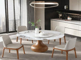 5pcs Modern Marble Dining Table, 59" Round Sintered Stone Table for Dining Room, Kitchen, Dinette, 18781274