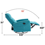 Manual Recliner Chair with Rocker and Swivel in Fabric for Living Room, Blue W3224P289294