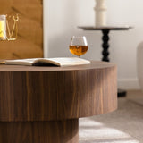 Round Wood 30.51 inch Coffee table for Living Room Table Walnut Suitable for Bedroom, Living Room, W3081P315307
