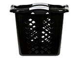 2 Bushel Plastic Laundry Basket with Silver Handles, Black, 2 Pack 43099645