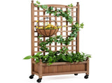 50" H Raised Garden Bed with Trellis Planter Box Dark Brown 40988413