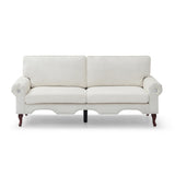 80-Inch Modern Linen 3 seat Sofa with Wooden Legs & Crystal button and Copper Nail, Tufted Backrest, W1117P268790