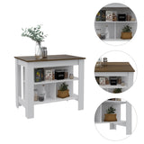 Cala Kitchen Island, Four Legs, Three Shelves -White / Walnut B07092012
