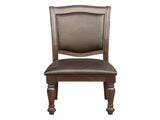 Traditional Dining Wooden Side Chairs Set of 2 Brown Cherry Finish Faux Leather Upholstery Home B01149812