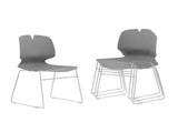 Modern Stacked Office Chair Set with Ergonomic Design in Grey, Polypropylene and Steel Construction, W3788P373805