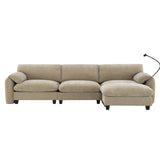 108" Modular Sectional Sofa, L-Shape with 31.5" Extra-Wide Seat Cushion, USB and Type-C Charger, 76049104