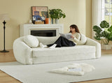 86-inch Curved Convertible Sofa Recliner, 2-in-1 Frameless Folding Sofa Bed with Pull-Out Base and W3505P452816