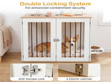 Furniture Style Dog Crate with 360&deg Rotating Feeder & 304 Stainless Steel Bowls, Double Locking 78153530