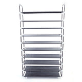 Simple Assembly 10 Tiers Non-woven Fabric Shoe Rack with Handle Black 09118924