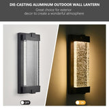 Black Aluminum Finish Outdoor Wall Light with Bubble Crystal Glass, LED Light Source, 3000K Warm W1340P239411