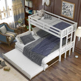 ZUN Twin over Pull-out Bunk Bed with Trundle, White 10828481