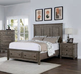 Wire-brushed Finish 1pc Nightstand Warm Gray Color Solid Wood 3-Drawers Bedside Table Transitional B011P162628