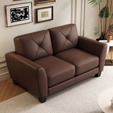 62" Genuine Leather match loveseat Living room coach Transitional sofa - Honey Brown W1896P175681