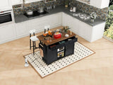 K&K 53.7" Farmhouse Kitchen Island Power Outlet, 2 Sliding Barn Door Kitchen Storage Island N707P170347B