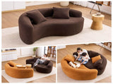 LY-042 Full Compression Sponge Loveseat, S-Curved Dual-Depth Sofa, Brown Chenille Modular for Small W2231P329732