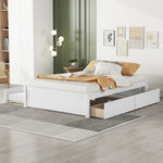 ZUN FULL BED WITH TWIN TRUNDLE AND TWO DRAWERS FOR WHITE COLOR 38233200