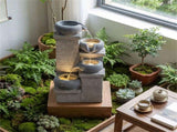 4-Tier Cascading Water Fountain with Warm White LED Lights Resin Indoor Outdoor Water Feature 29440693