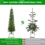 6FT Green Pencil Christmas Tree Slim PVC Tree with 358 Tips, Space-Saving Design, Stable Metal 82905888