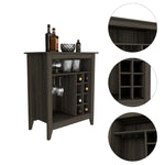 ZUN Essential Bar Cabinet, One Open Shelf, Six Built-in Wine Rack, One Drawer -Espresso B07091857