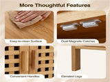 Bamboo Bathroom Floor Cabinet, 2-Door Storage with Interior Shelf, Hollowed-Out Ventilated Doors, 38741811