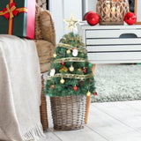 ZUN 20 in Pre-lit Artificial Mini Christmas Tree, Tabletop Small Xmas Pine Tree with Ornaments and 30 49671594