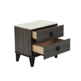 Two-tone Finish Wooden Nightstand with 2 Drawers, Foil Grey B016P251325
