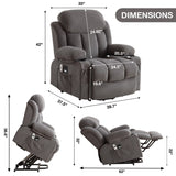 Power Lift Recliner Chair with Heat and Massage Electric Fabric Recliner Chair for Elderly with Side W1521P303241