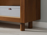 Arched Small Bookcase, Arched Storage Cabinet, Walnut Wooden Modern Arched Top Bookshelf with 3 W2557P428369