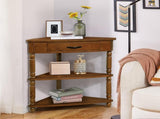 33.8'' Small Triangle Table, Wood Side Table for Small Spaces/ Living Room, 3 Tier End 82781296