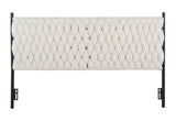 Queen Size Headboard in Black Metal and Cream Sherpa Fabric B202P223759