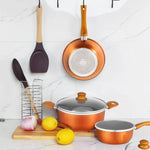 ZUN Kitchen Cookware Set, 6 PCS Nonstick Pot and Pan Set-Wok, Soup, Milk Pot Set Orange 63203040