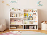 Kids Bookshelf and Toy Storage Organizer, Multifunctional 4 Tier Wooden Kids Book Shelf with 63676275