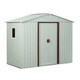 8ft x 4ft Outdoor Metal Storage Shed With window and metal foundation White W54071039
