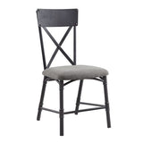 Grey and Sandy Black Side Chair with X-Shape Back B062P189188