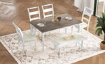 ZUN 6-peice Dining Set with Turned Legs, Kitchen Table Set with Upholstered Dining Chairs and 67870408