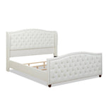 ZUN Marcella Upholstered Shelter Headboard Bed Set, King, Antique White Polyester B2719P238224