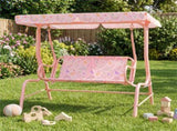 2-Seater Kids Patio Swing with Adjustable Canopy & Safety Belts Outdoor Toddler Swing Bench - PINK 49160533
