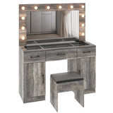 Vanity Desk Set with Large Lighted Mirror Powre Outlet, Glass Top Makeup Vanity with 3 Drawers 40159360
