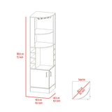 ZUN Syrah Corner Bar Cabinet, Eight Bottle Cubbies, Double Door, Two Open Shelves -Smokey Oak B07091986