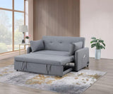 Radella 69"W Gray Linen Convertible Sleeper Sofa with USB Ports, Power Sockets, Pockets, Pillows, B061P296420