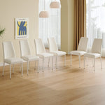 ZUN 6 Dining Chair Set, White Dining Chair Set, PU Material High Back Seat and Sturdy White Leg Chair W1151P192249