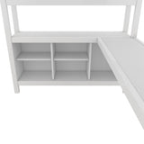 Metal Loft Bed with Wardrobe And L-shaped Desk, Full Size Loft Bed with Storage Cubes and Shelves, 73922889